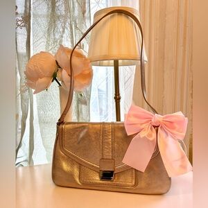 🤎Calvin Klein Gold Shoulder Bag with Pink Bow🤎